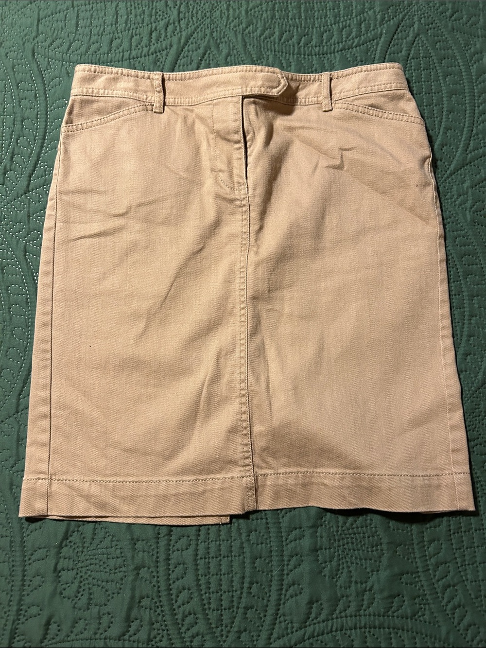 LOFT Tan Cotton Blend Pencil Skirt